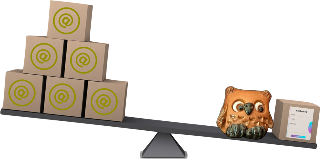 Kontaktformular vs. E-Mail-Adresse: Eule sitzt auf Waage zugunsten Kontaktformular