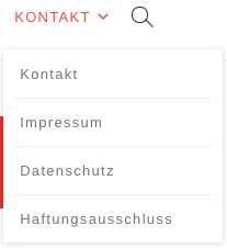 Screenshot eines vertikalen Impressums im Menü